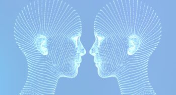 Digital twins with light blue background