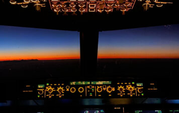 cockpit view by night