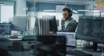 Man working on cybersecurity