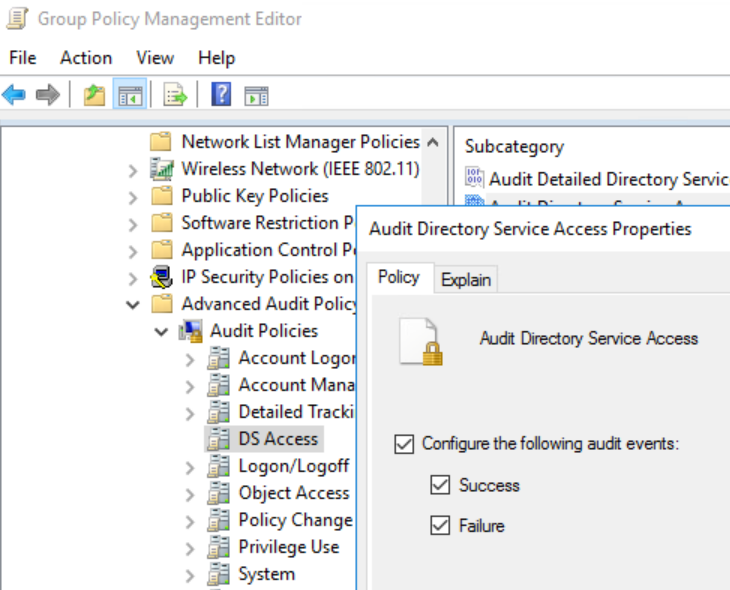 DS Access audit activation screenshot