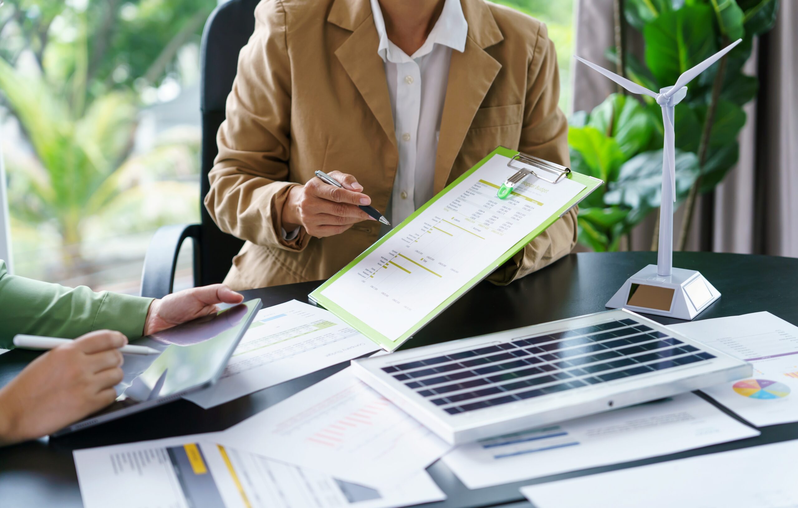 Business people working in green eco friendly office