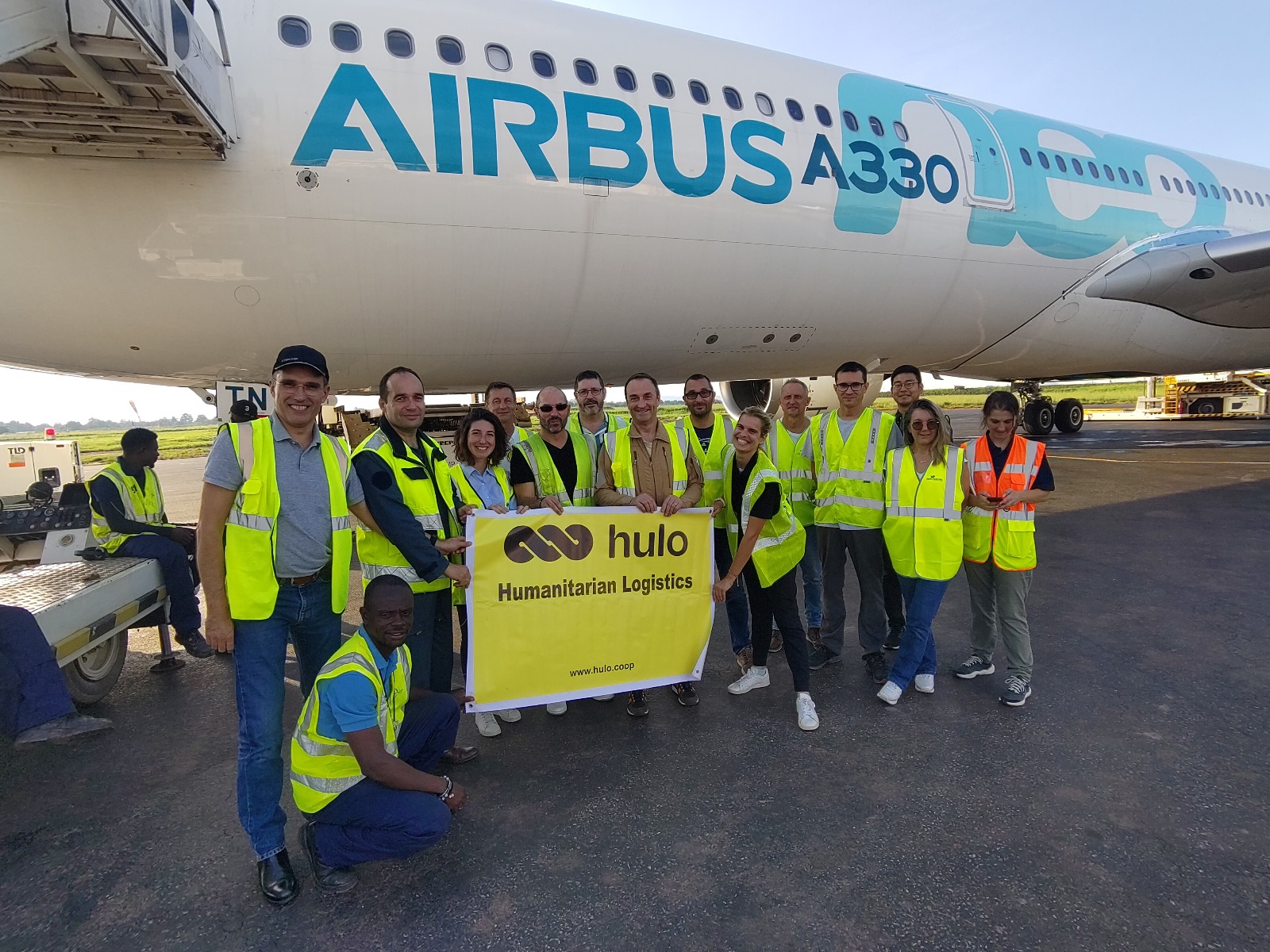 Airbus foundation team in front on Airbus A330-900